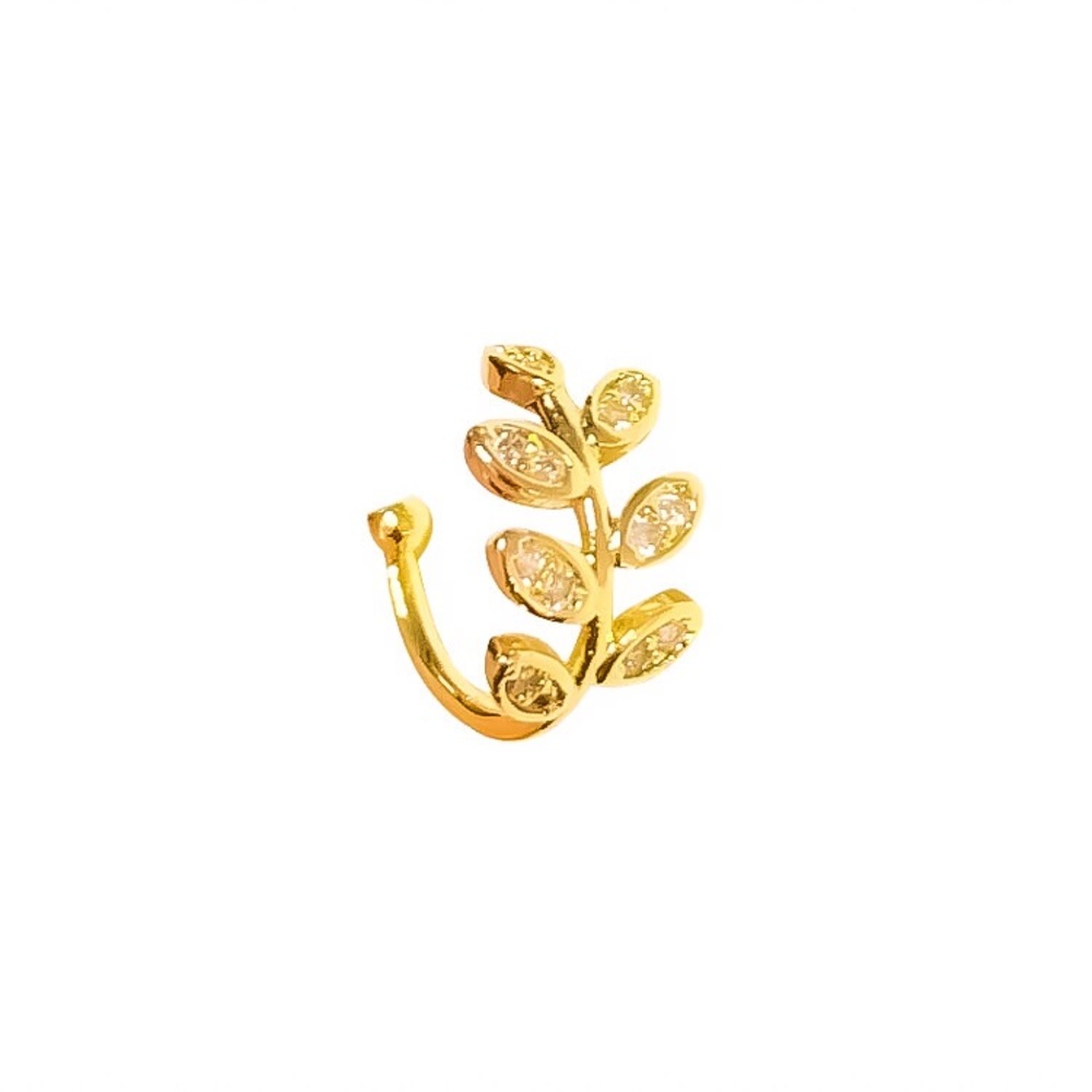 ⚜️[𝟯/$𝟭𝟴]⚜️CZ Gold Leaf Cuff Earring NEW - Picture 2 of 7